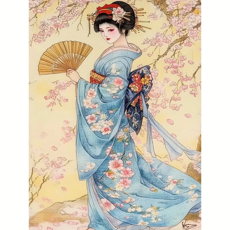 Japanese Living Lifestyle - デジタル油絵 数字で描く 日本風女性 キャンバスアート 壁飾り 寝室やリビングルーム用