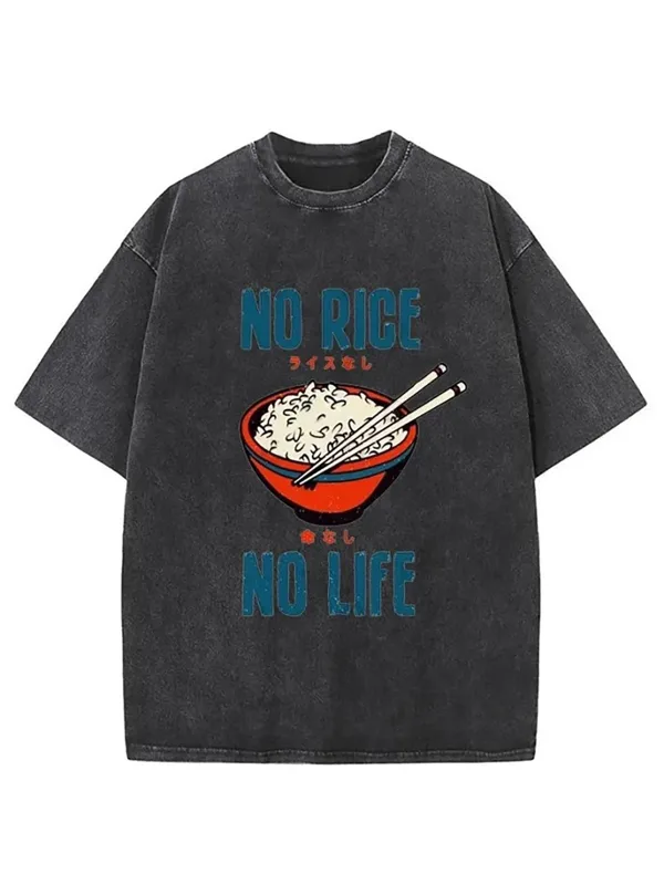 Japanese Lifestyle Japanese - メンズ和風「ノーリーノーライフ」Tシャツ - ヴィンテージ風ウォッシュ加工ルーズフィット、ドロップショルダー、レトロストリートスタイル日本語プリント半袖クルーネックカジュアルシャツ、普段着や日本のファッションルックに最適