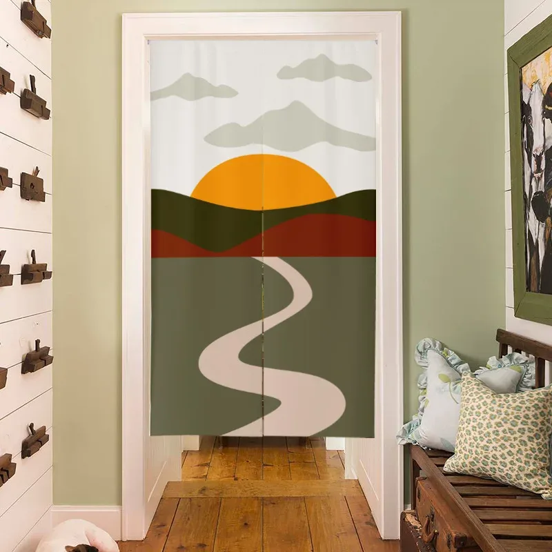 Noren Curtain Doorway - 北欧風景塗装ドアカーテンキッチンカフェ装飾用ショートハンギングハーフカーテンホームエントランスのれんドアカーテン