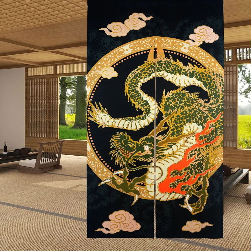 Noren Curtain Doorway - クラウド上の伝統的な中国のドラゴンフライング日本のスタイルのドアウェイカーテンパネルドアルームの仕切りカーテン