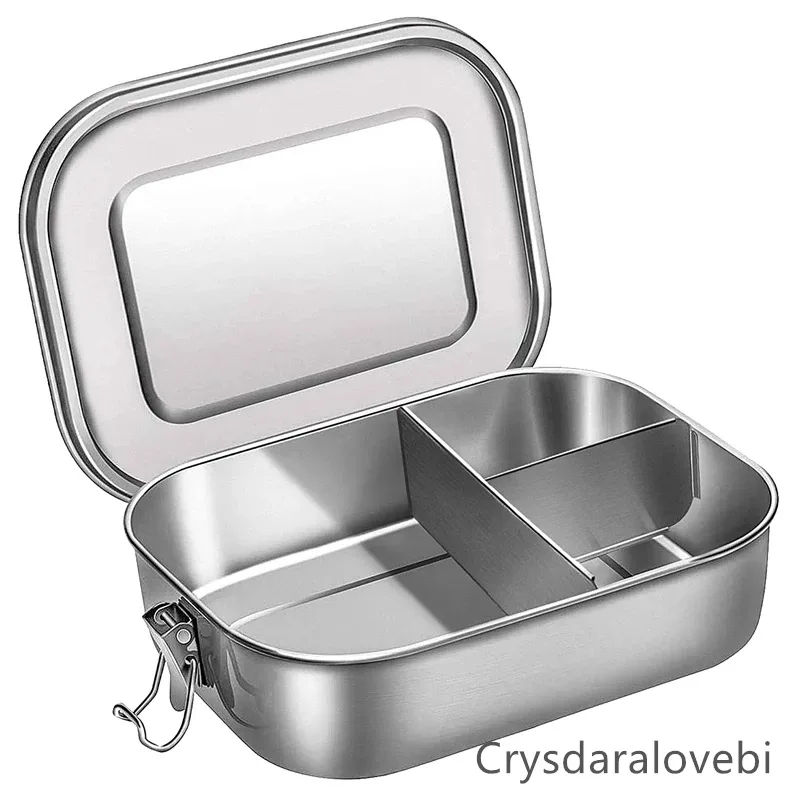 Bento Box Two Tier - 子供用ステンレス製弁当箱,子供用弁当弁当箱,3コンパートメント,食品容器