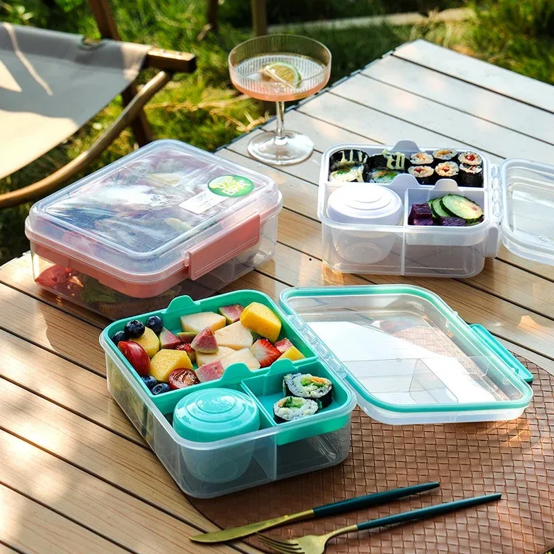 Bento Box Two Tier - ポータブルハンドルデザイン二層弁当箱コンパートメント弁当箱学生幼児弁当容器屋外サラダピクニックボックス