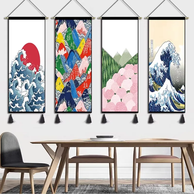 Japanese Living Lifestyle - 和風ハンギングタペストリー,リビングルーム,ホテル,装飾的な背景の絵画,寝室,家の壁のカーペット