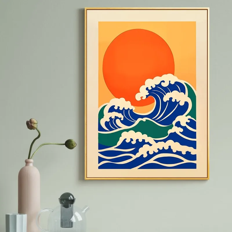 レトロな日本のイラスト キャンバスプリント ドラゴン鯉 鶴  - Japanese Living Lifestyle のレビューと価格