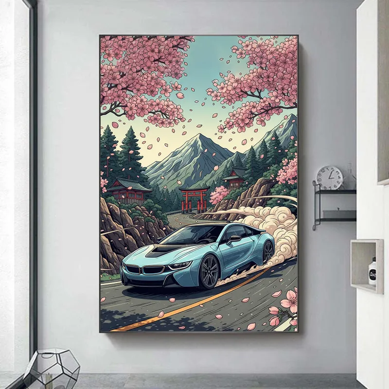 高級ドリフトスポーツカー富士山ポスタークールな和風モダンプリ - Japanese Living Lifestyle のレビューと価格