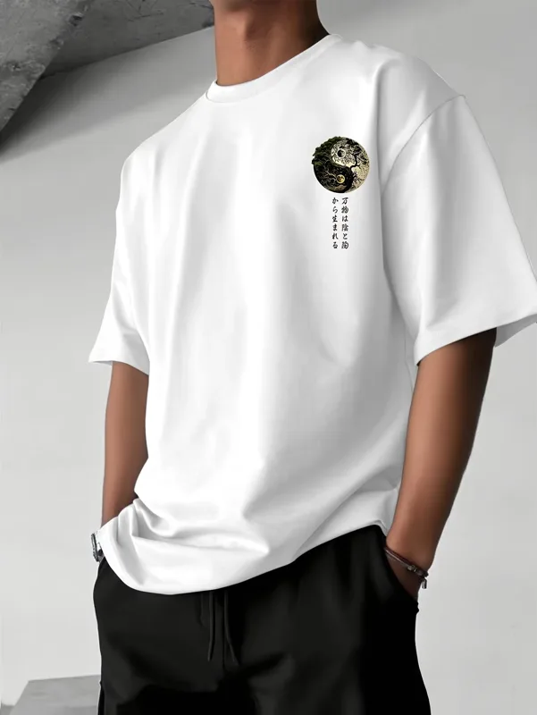 陰陽生命の樹日本書道グラフィック Tシャツメンズ通気性コット - Japanese Zen Lifestyle のレビューと価格