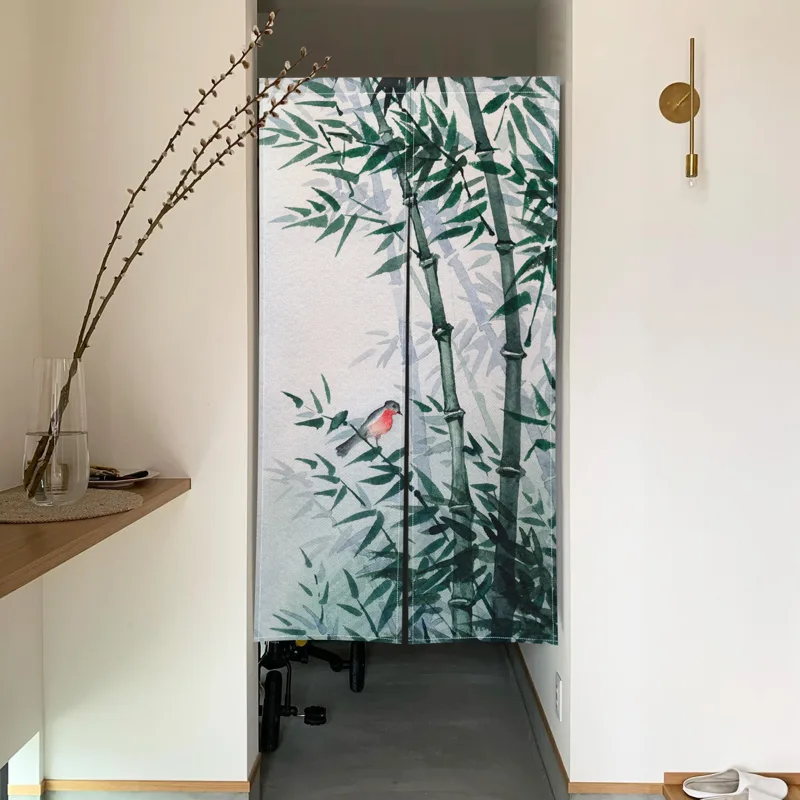 竹蓮のドアカーテン水墨画日本リネンカーテンドア寝室キッチン玄 - Noren Curtain Doorway のレビューと価格