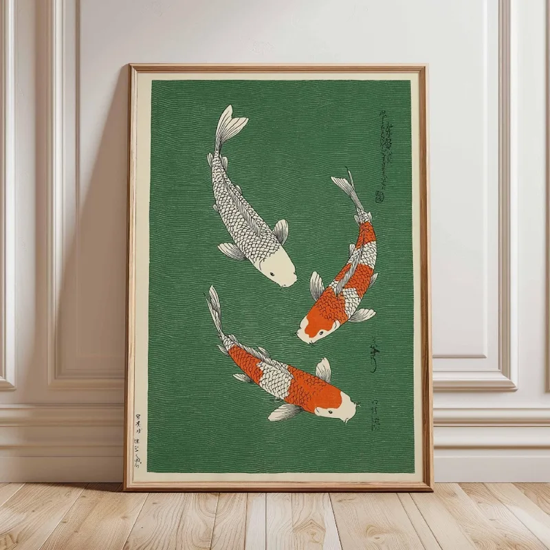 日本の鯉のポスター金魚ポスター絵画キャンバス静かな池プリント - Japanese Zen Lifestyle のレビューと価格