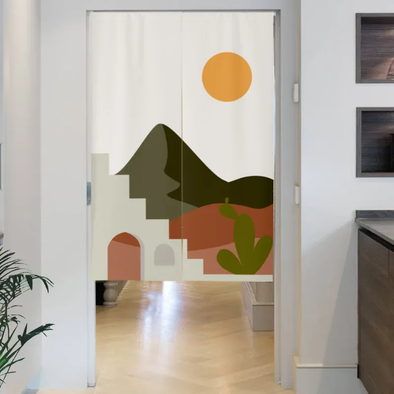 北欧風景塗装ドアカーテンキッチンカフェ装飾用ショートハンギン - Noren Curtain Doorway のレビューと価格