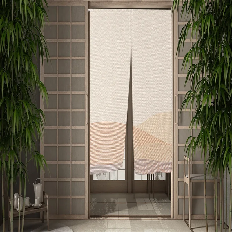 ベージュのれん分割和風ドアカーテンパーティションキッチンレス - Noren Curtain Doorway のレビューと価格