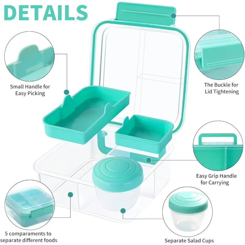 1 個ポータブル分割弁当箱ピクニックサラダフルーツコンテナハ - Bento Box Two Tier のレビューと価格