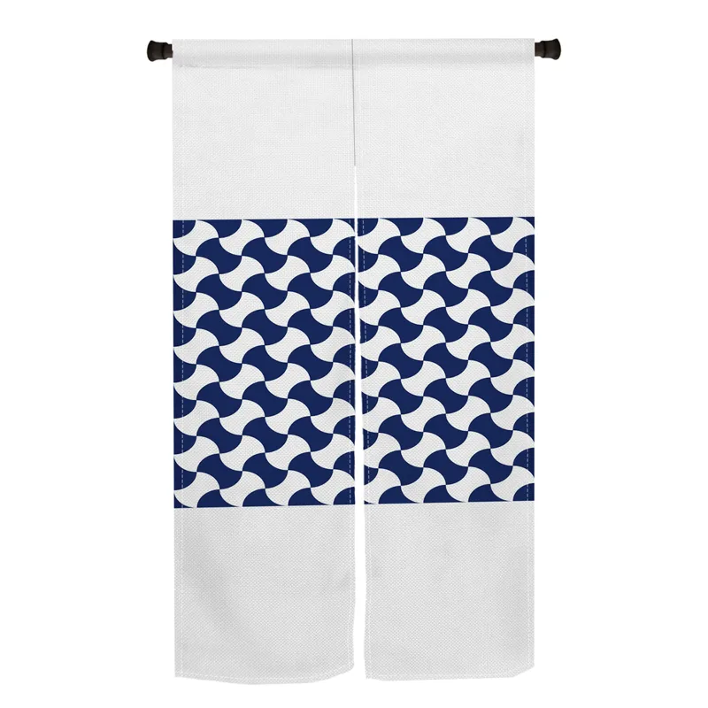 日本製リネンのれん青白波幾何学模様出入り口カーテン家の装飾仕 - Noren Curtain Doorway のレビューと価格