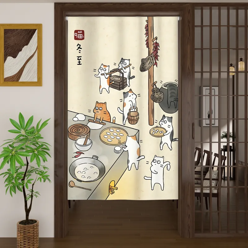 冬用カーテン かわいい猫のドアカーテン 中国の伝統的な祭りス - Noren Curtain Doorway のレビューと価格