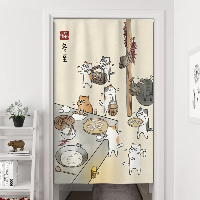 冬用カーテン かわいい猫のドアカーテン 中国の伝統的な祭りス - Noren Curtain Doorway のレビューと価格