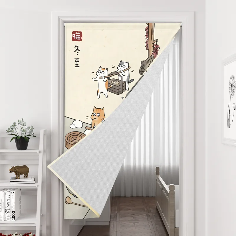 冬用カーテン かわいい猫のドアカーテン 中国の伝統的な祭りス - Noren Curtain Doorway のレビューと価格