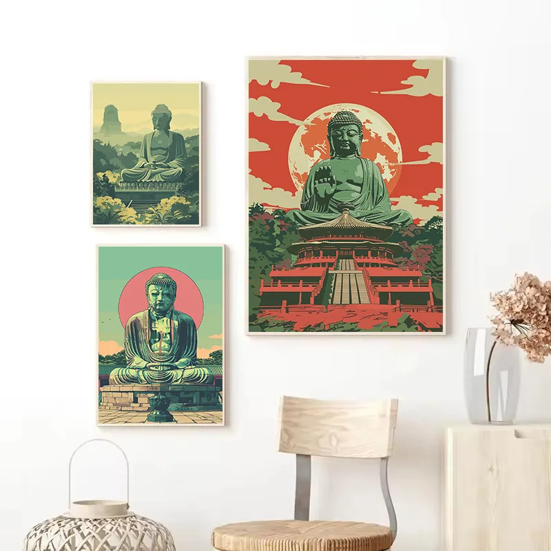 レトロな和風東京仏像瞑想寺院旅行禅ポスターキャンバス絵画壁ア - Japanese Zen Lifestyle のレビューと価格