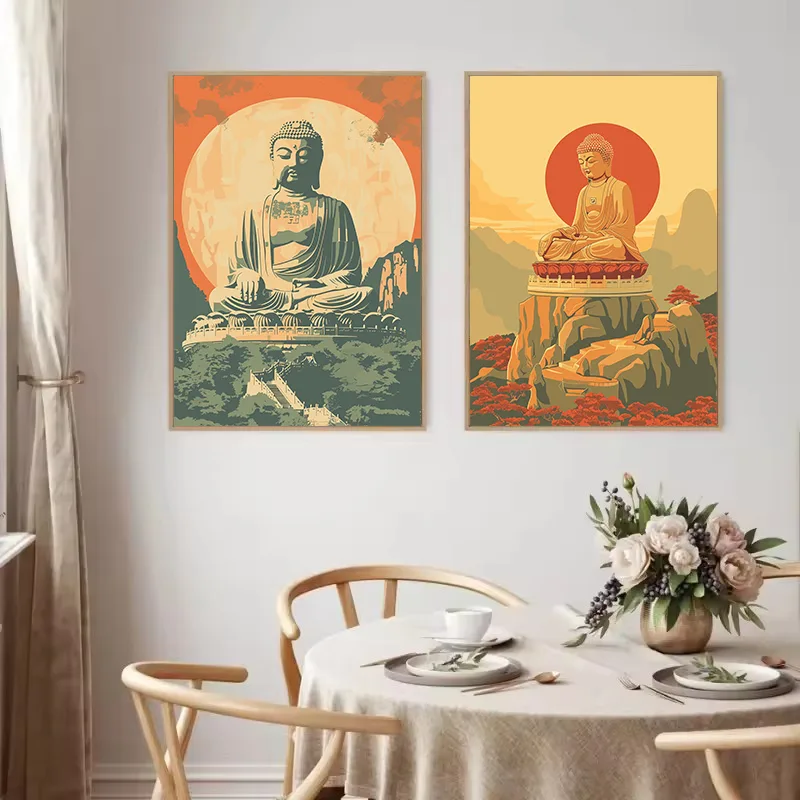 レトロな和風東京仏像瞑想寺院旅行禅ポスターキャンバス絵画壁ア - Japanese Zen Lifestyle のレビューと価格