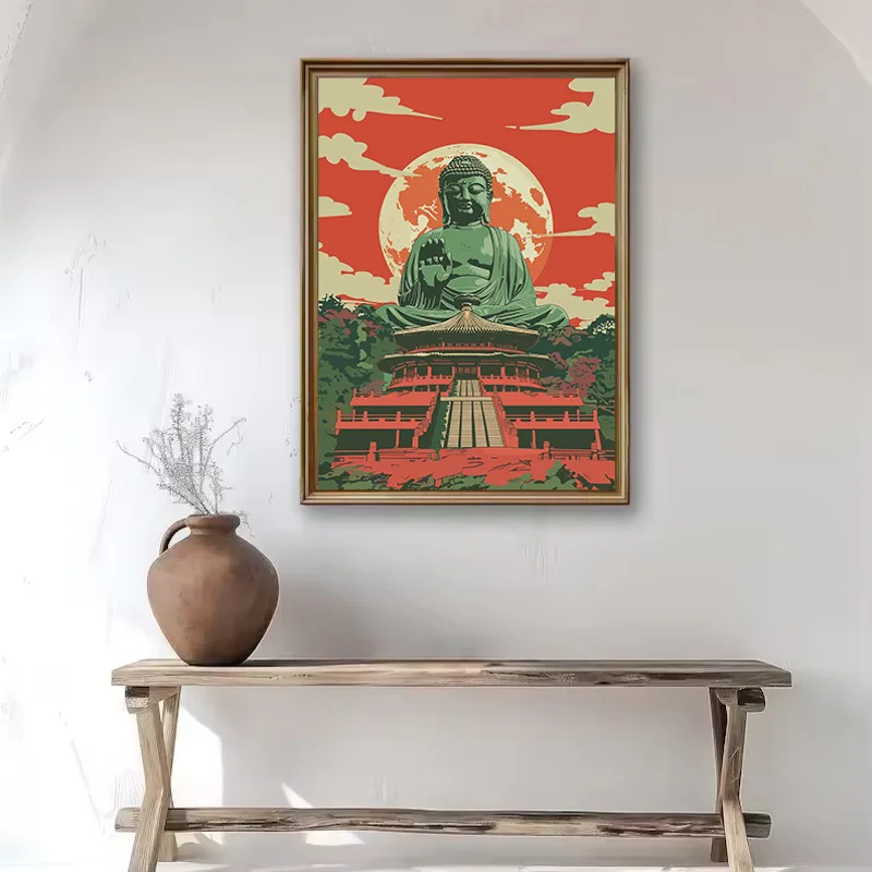 レトロな和風東京仏像瞑想寺院旅行禅ポスターキャンバス絵画壁ア - Japanese Zen Lifestyle のレビューと価格