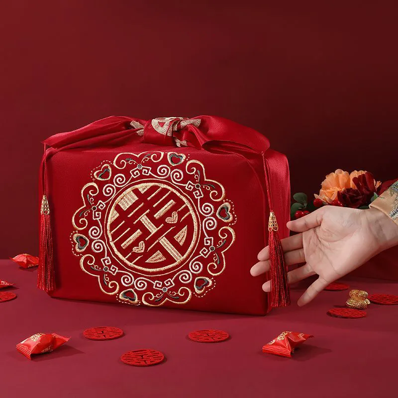 中国風赤いハンカチ風呂敷結婚式の包装布キャンディギフト包装ハ - Furoshiki Wrap Cloth のレビューと価格