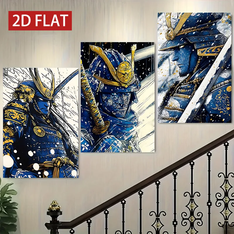 3枚入り木製フレームキャンバス絵画、日本の武士雪景色アートプ - Japanese Lifestyle Japanese のレビューと価格