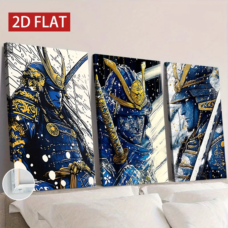 3枚入り木製フレームキャンバス絵画、日本の武士雪景色アートプ - Japanese Lifestyle Japanese のレビューと価格