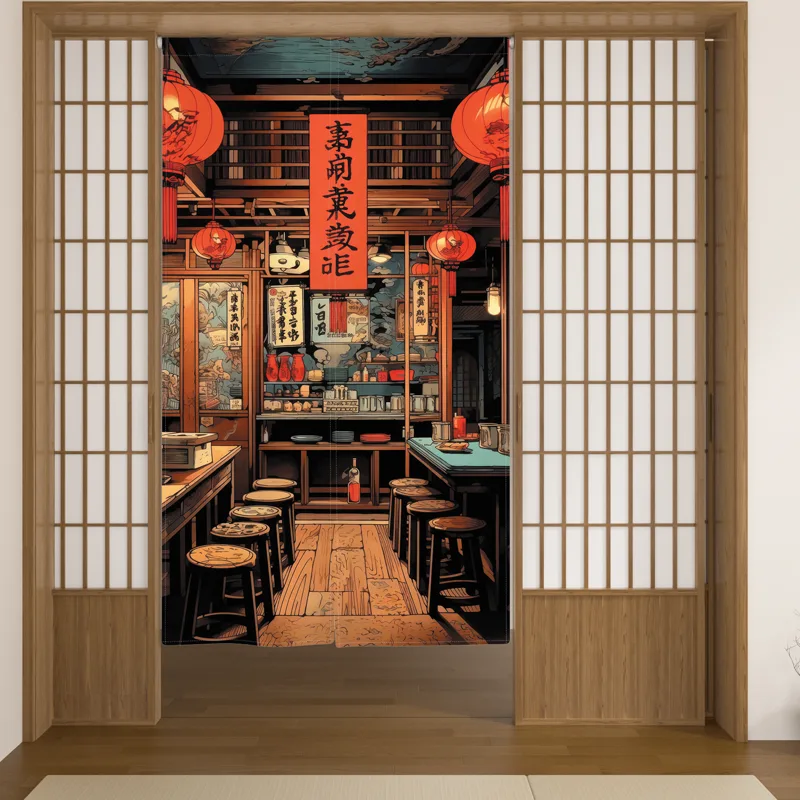 居酒屋の暖簾、街灯、ダイニングルームの仕切り、リネンの戸口カ - Noren Curtain Doorway のレビューと価格