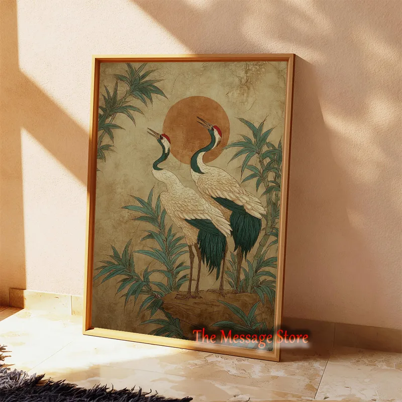 伝統的な自然の鶴鳥日本アジア禅壁アート日本のヴィンテージ鳥ポ - Japanese Zen Lifestyle のレビューと価格