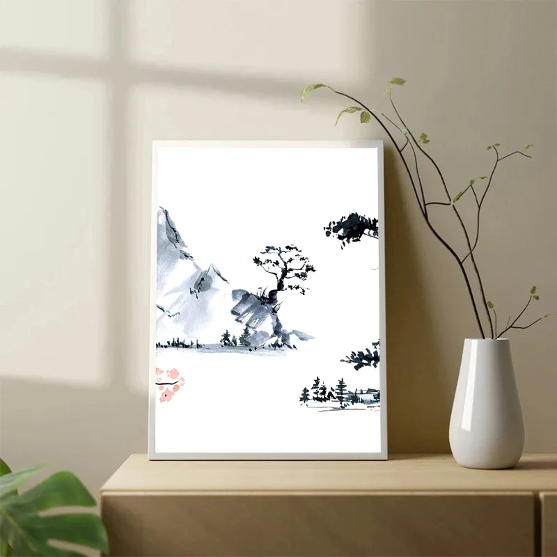 和風桜の木キャンバス油絵ポスタープリントモダンシンプルインク - Japanese Living Lifestyle のレビューと価格