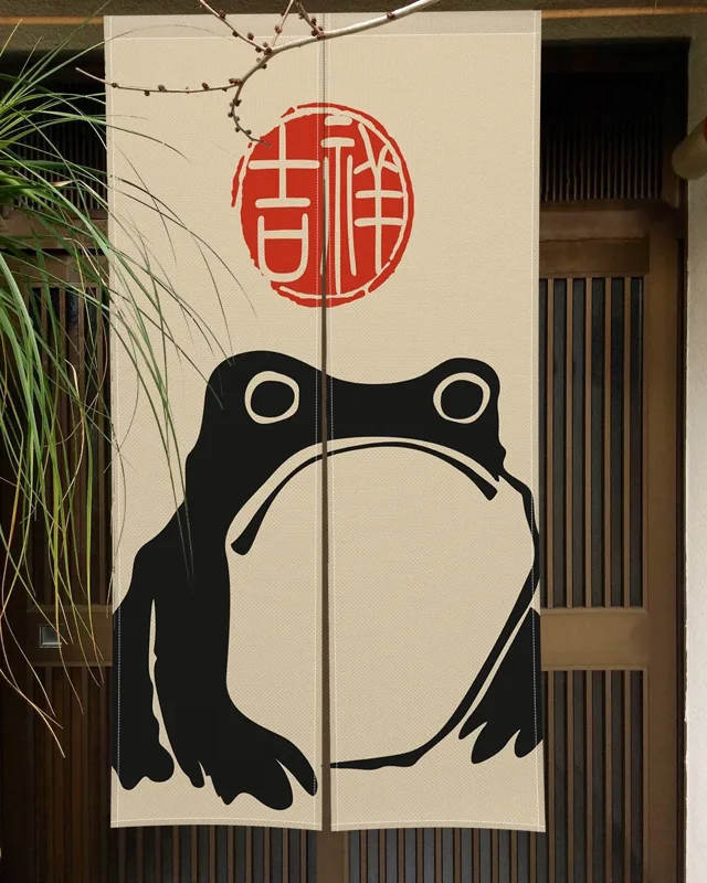 日本のドアカーテンカエル漫画動物戸口カーテンキッチンリビング - Noren Curtain Doorway のレビューと価格