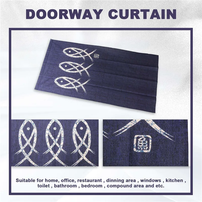 ABGR-日本ののれん戸口カーテン古代文字魚タペストリー家の - Noren Curtain Doorway のレビューと価格