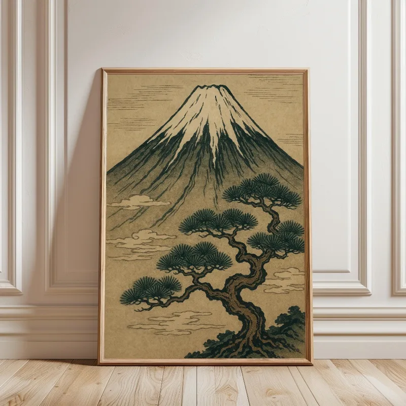 富士山日本の風景ポスター浮世風禅自然松の木キャンバス印刷絵画 - Japanese Zen Lifestyle のレビューと価格