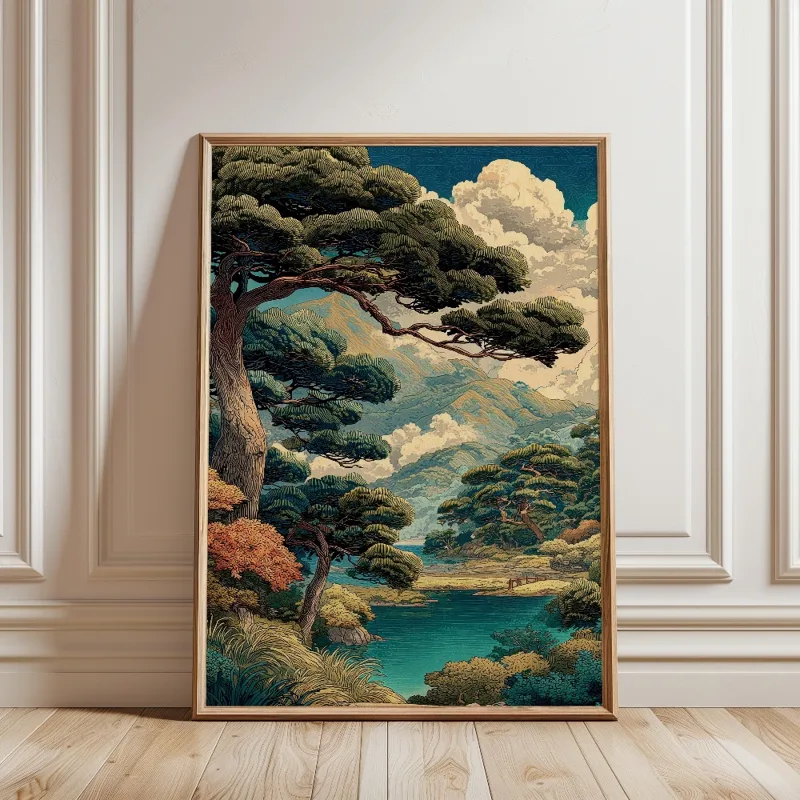 富士山日本の風景ポスター浮世風禅自然松の木キャンバス印刷絵画 - Japanese Zen Lifestyle のレビューと価格